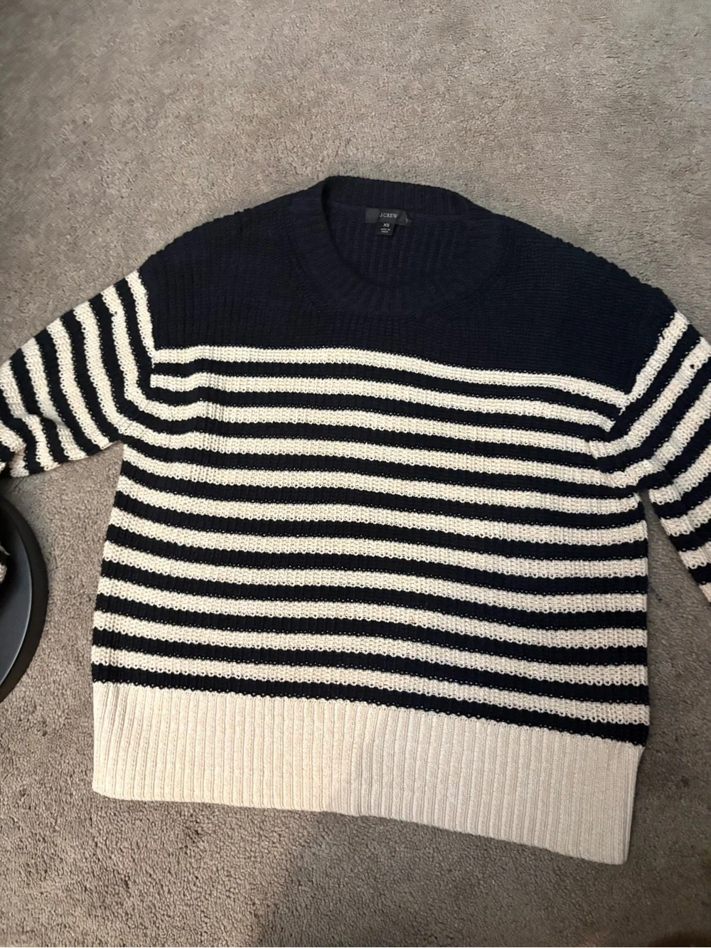 J. Crew Navy and White Striped Knit Sweater